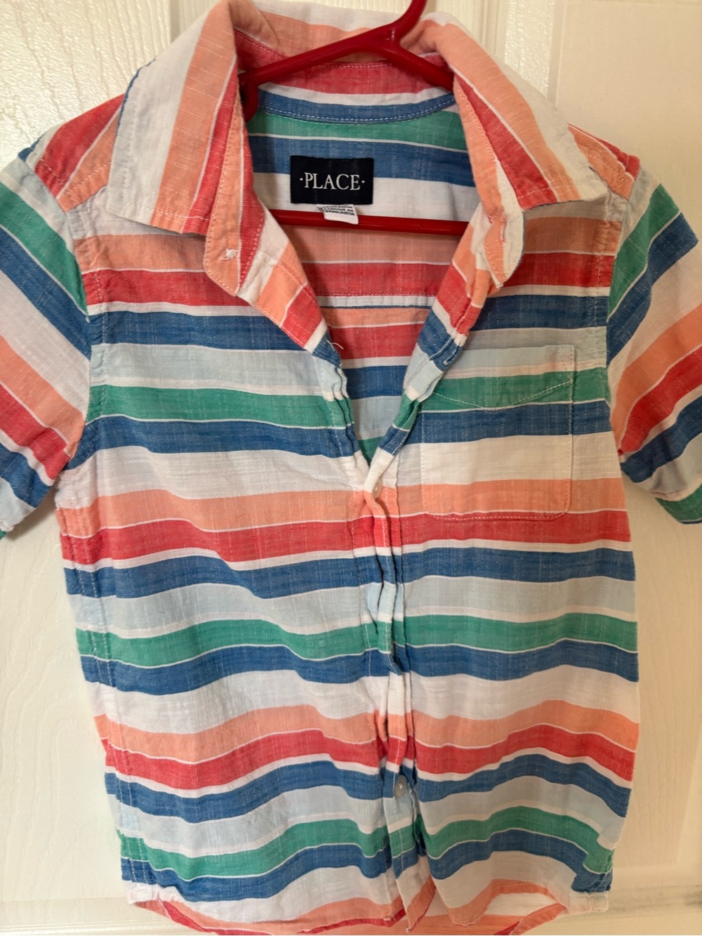 The Children's Place Multicolor Striped Short-Sleeve Shirt - Blue/Green/Coral